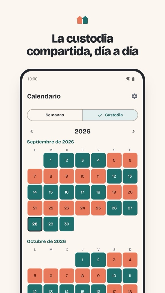 Calendario de custodia día a día