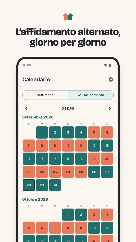 Calendario dell'affidamento giorno per giorno